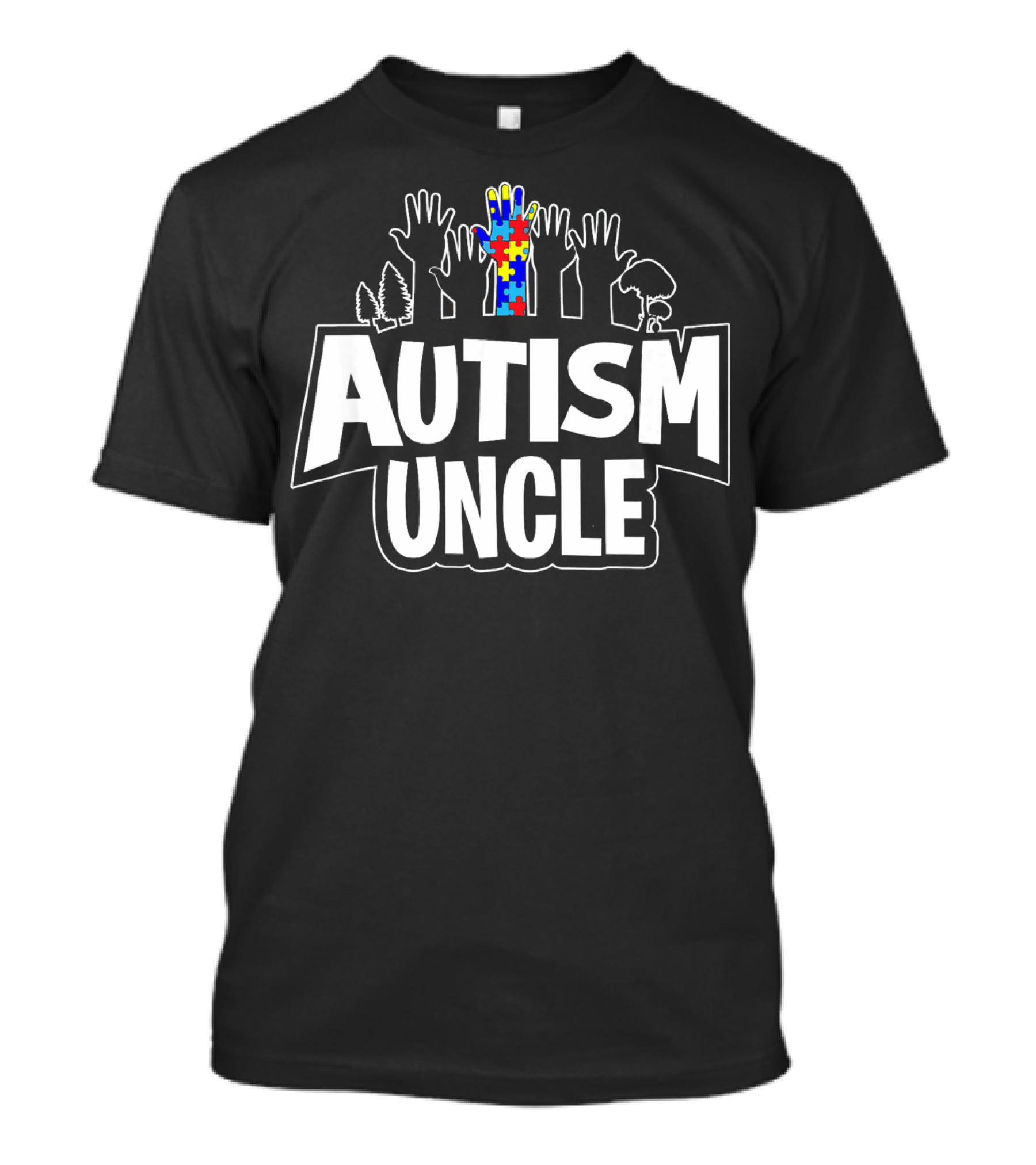 Autism Uncle Puzzle Hand Support Awareness T-Shirt
