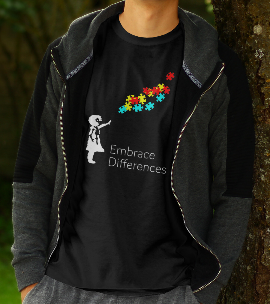 Embrace Differences Autism Puzzle Piece Awareness T-Shirt