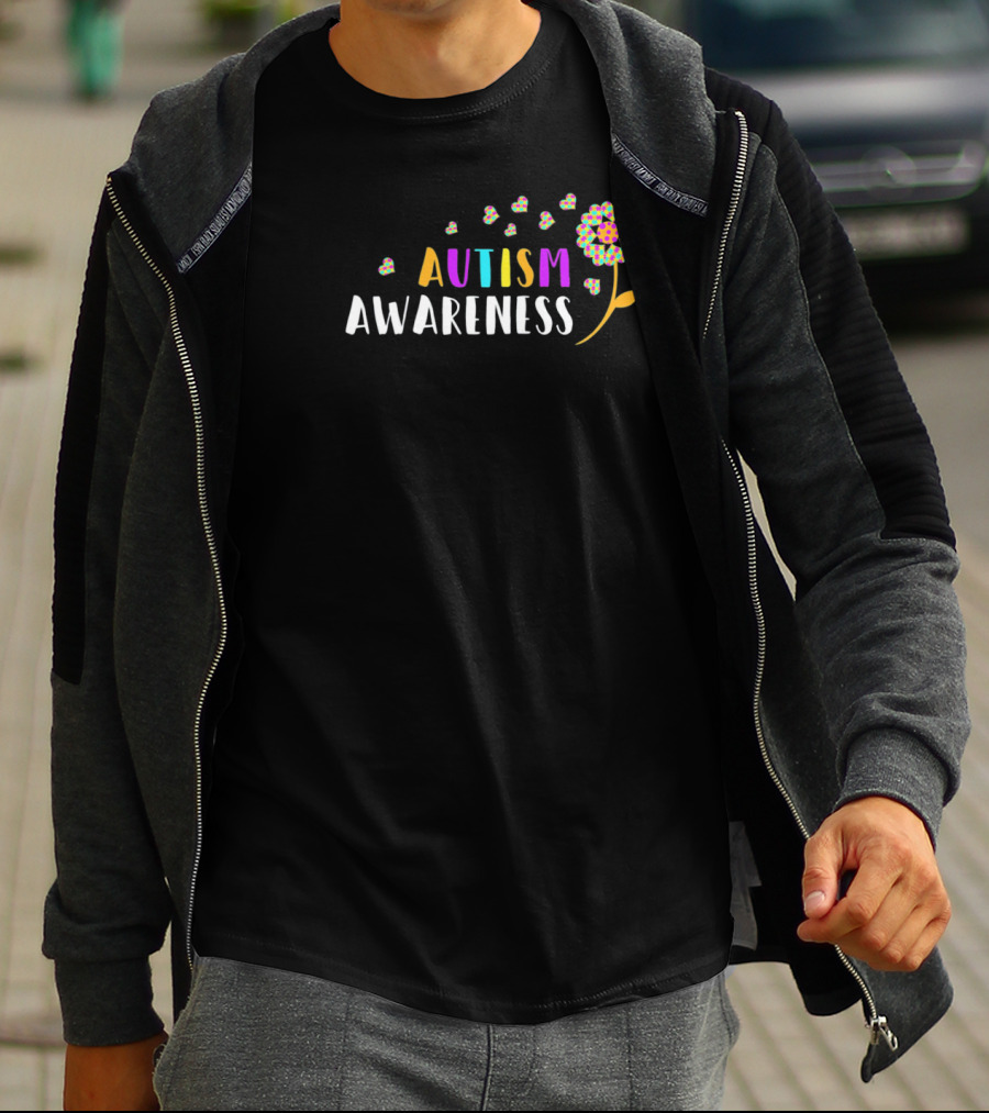 Autism Awareness Colorful Dandelion And Hearts T-Shirt