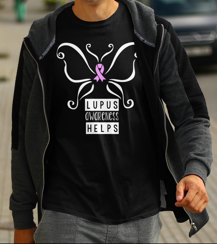 Lupus Awareness Helps Pink Ribbon Butterfly T-Shirt