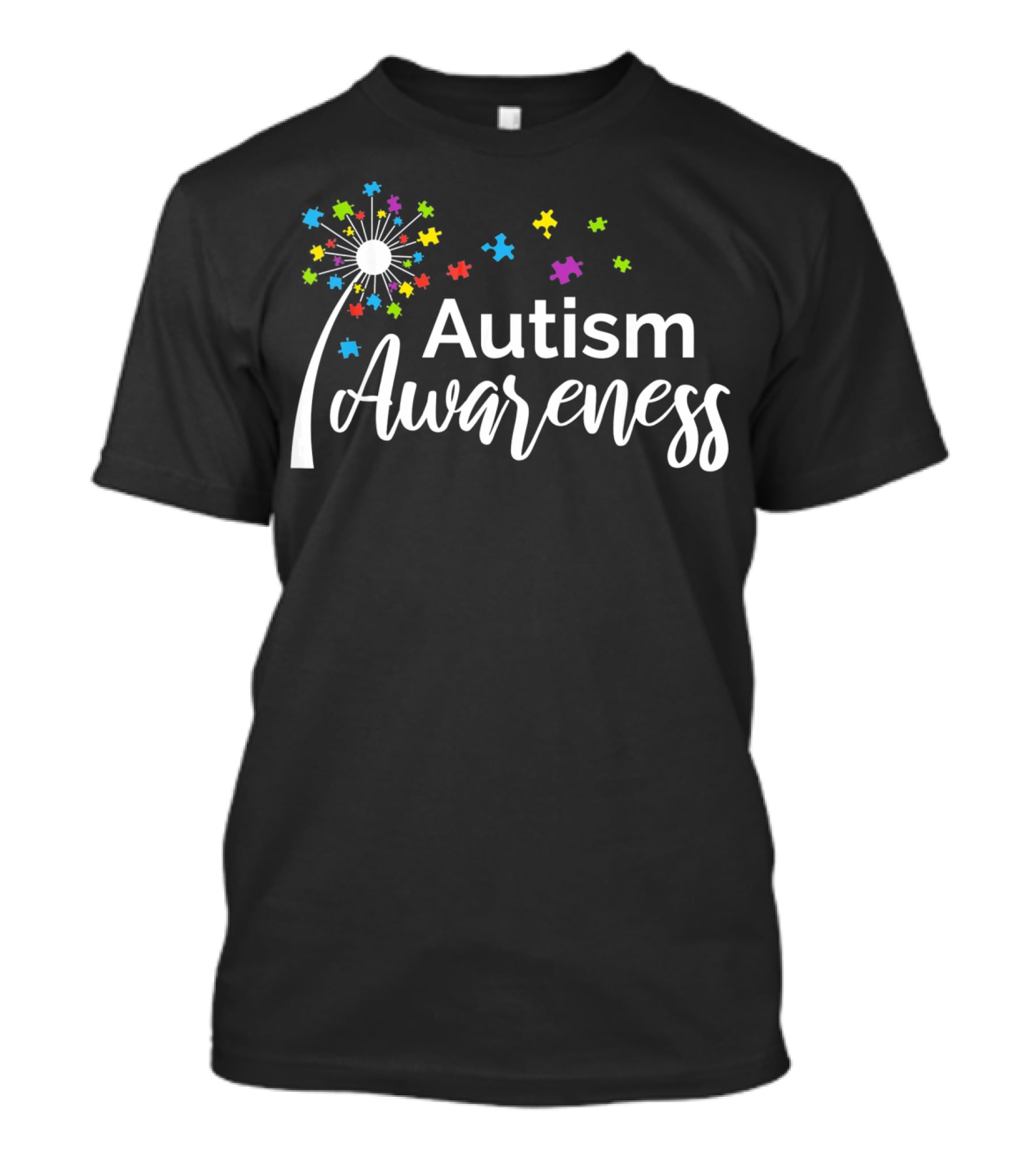 Autism Awareness Dandelion Puzzle Pieces Blossoming Understanding T-Shirt