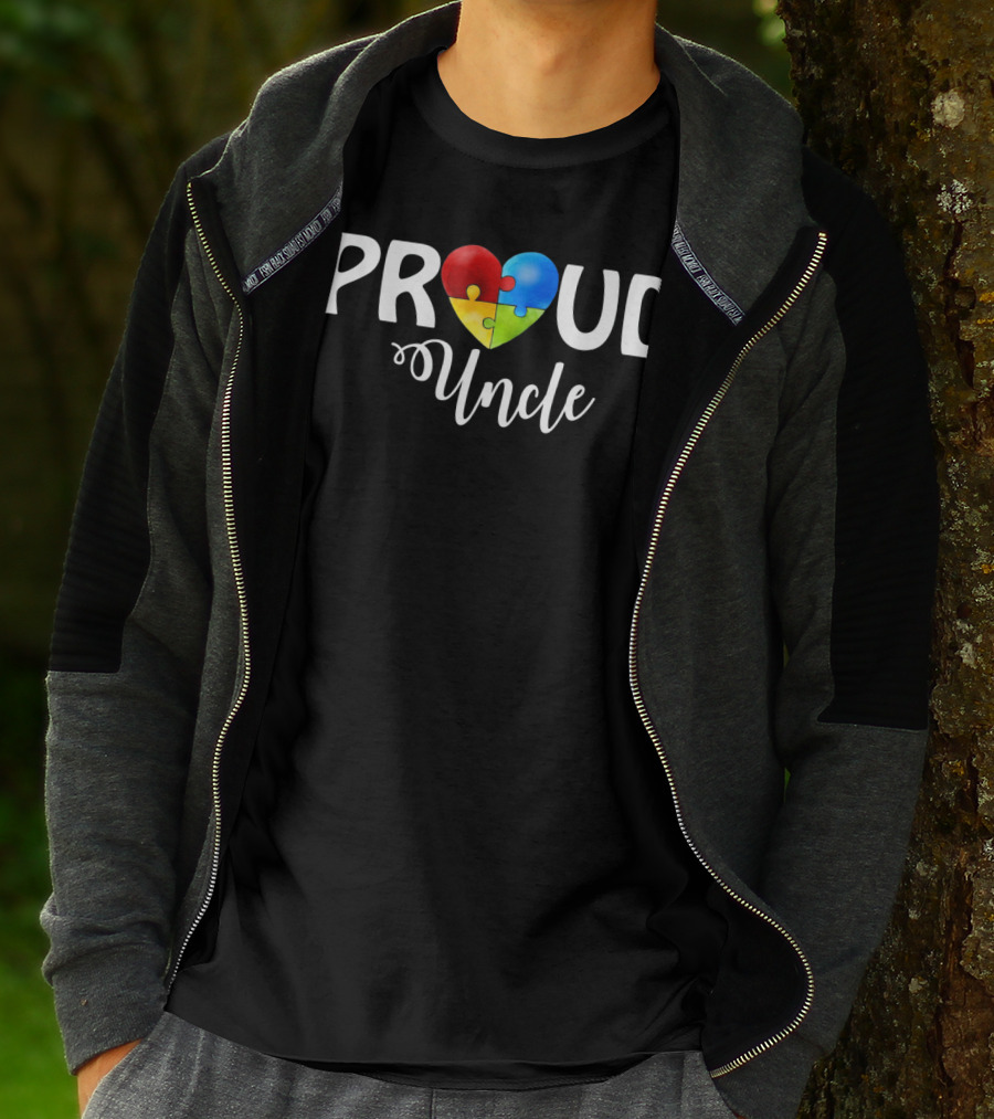 Proud Uncle Heart Puzzle Autism Awareness T-Shirt