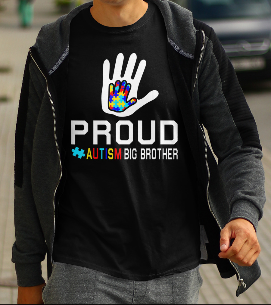 Proud Autism Big Brother Puzzle Hand T-Shirt