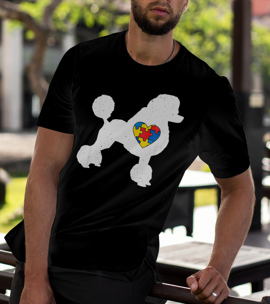 Poodle With Puzzle Heart Autism Awareness Day T-Shirt