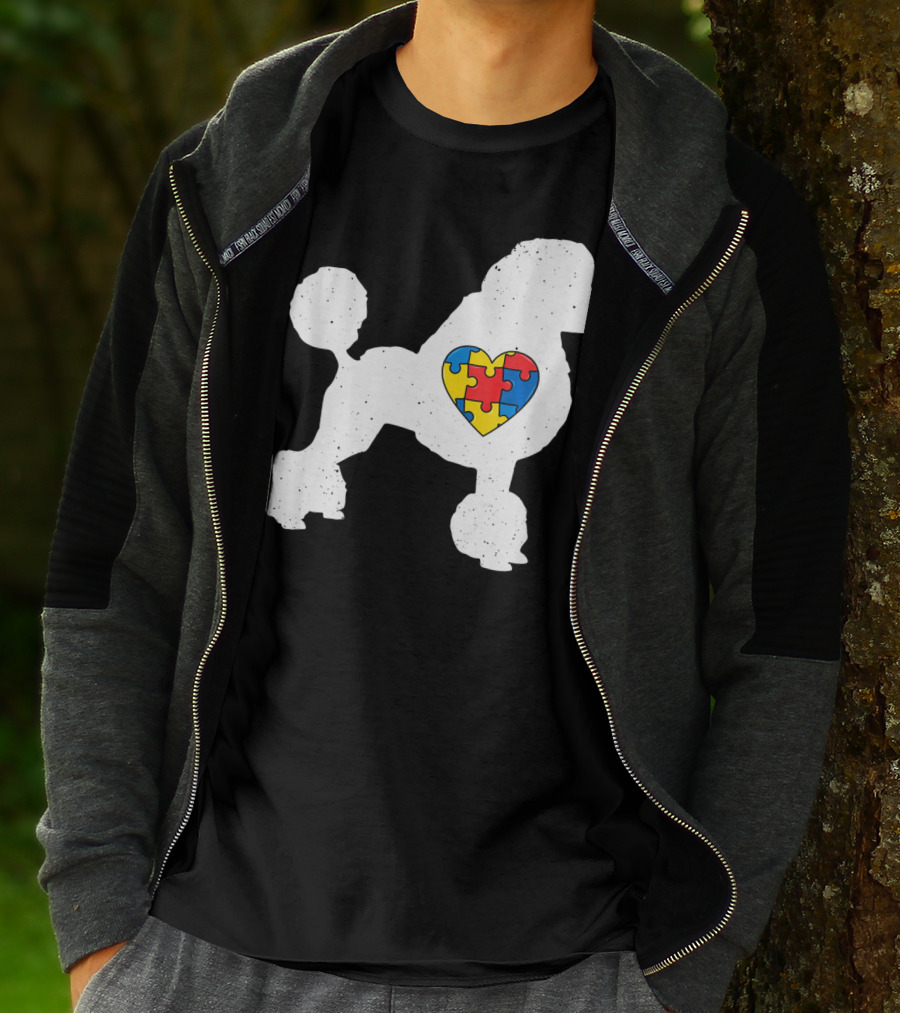 Poodle With Puzzle Heart Autism Awareness Day T-Shirt