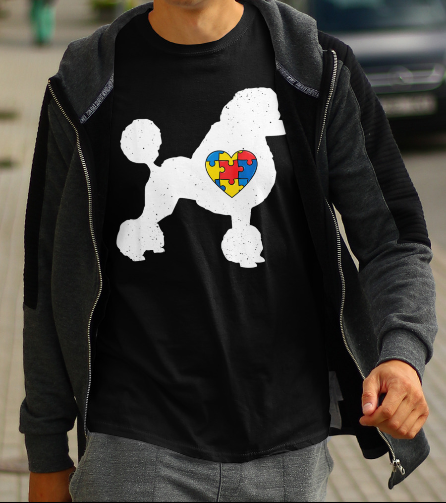 Poodle With Puzzle Heart Autism Awareness Day T-Shirt