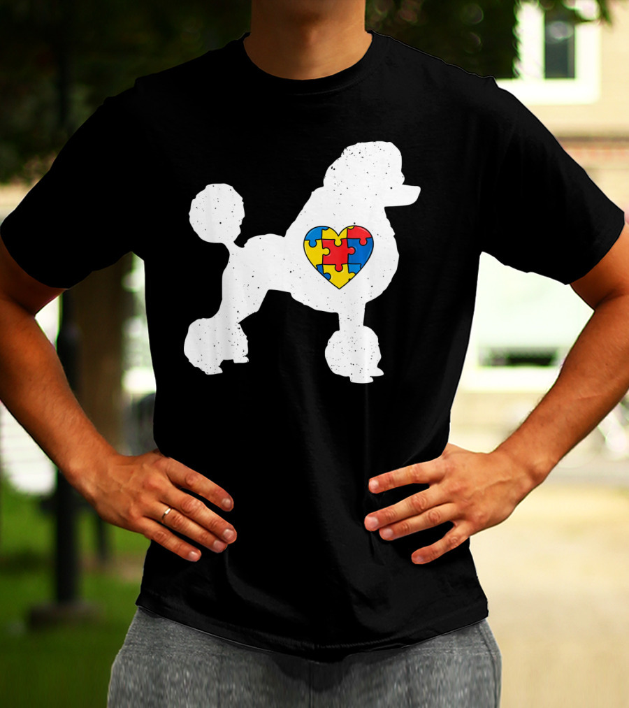 Poodle With Puzzle Heart Autism Awareness Day T-Shirt