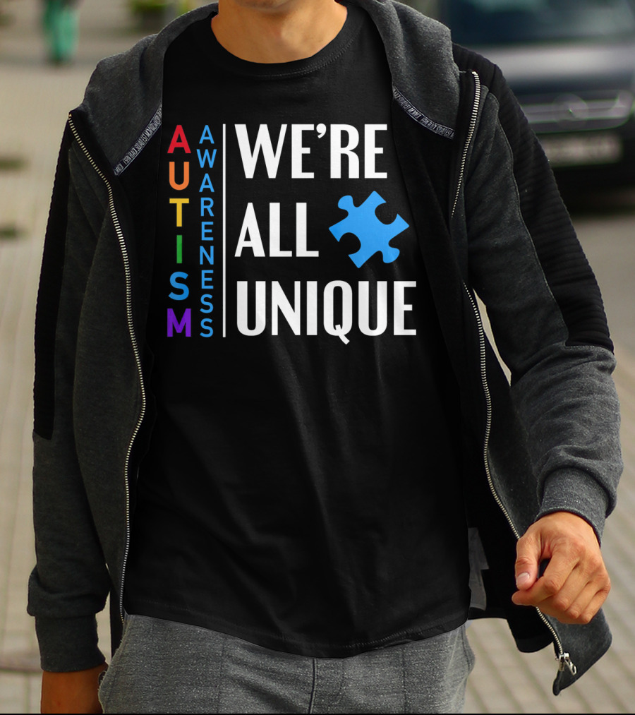 Autism Awareness We're All Unique Puzzle Piece T-Shirt