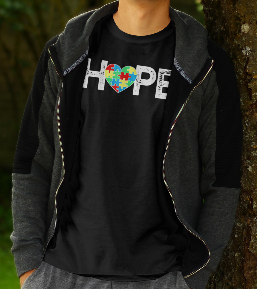 HOPE Heart With Autism Puzzle Pieces T-Shirt