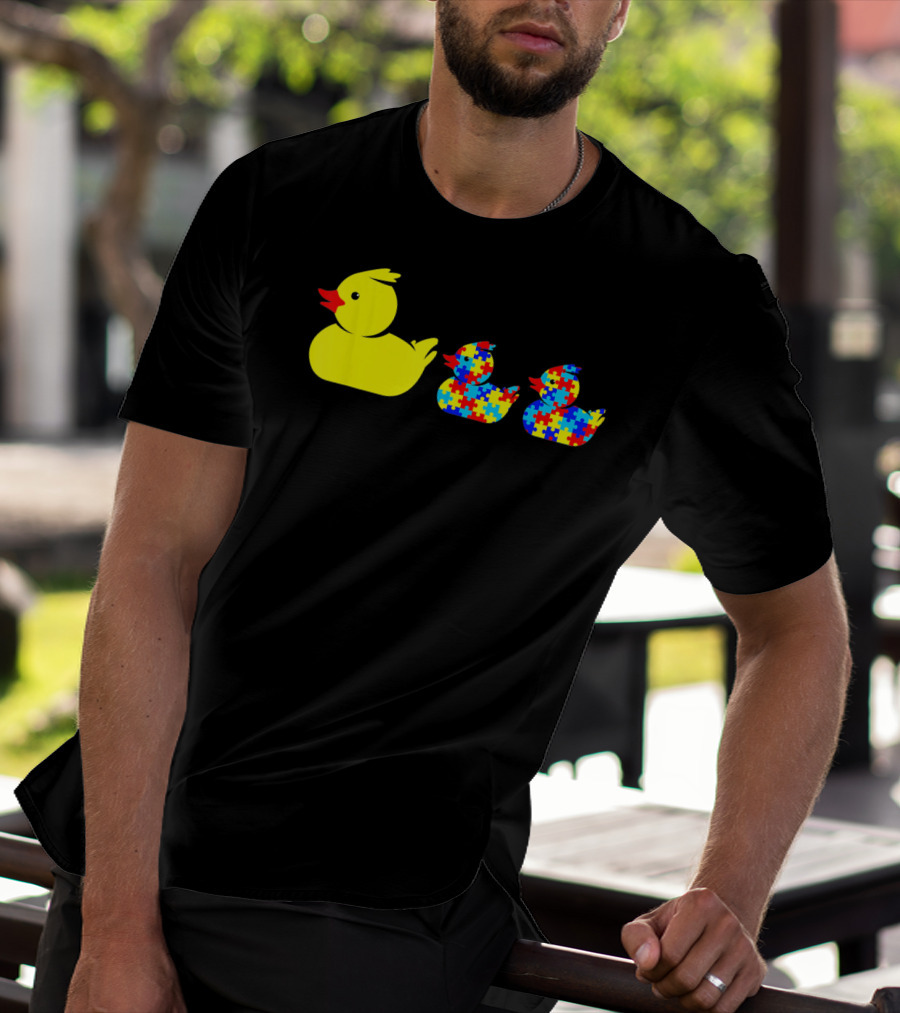 Duck Autism Awareness Puzzle Pattern Ducks T-Shirt