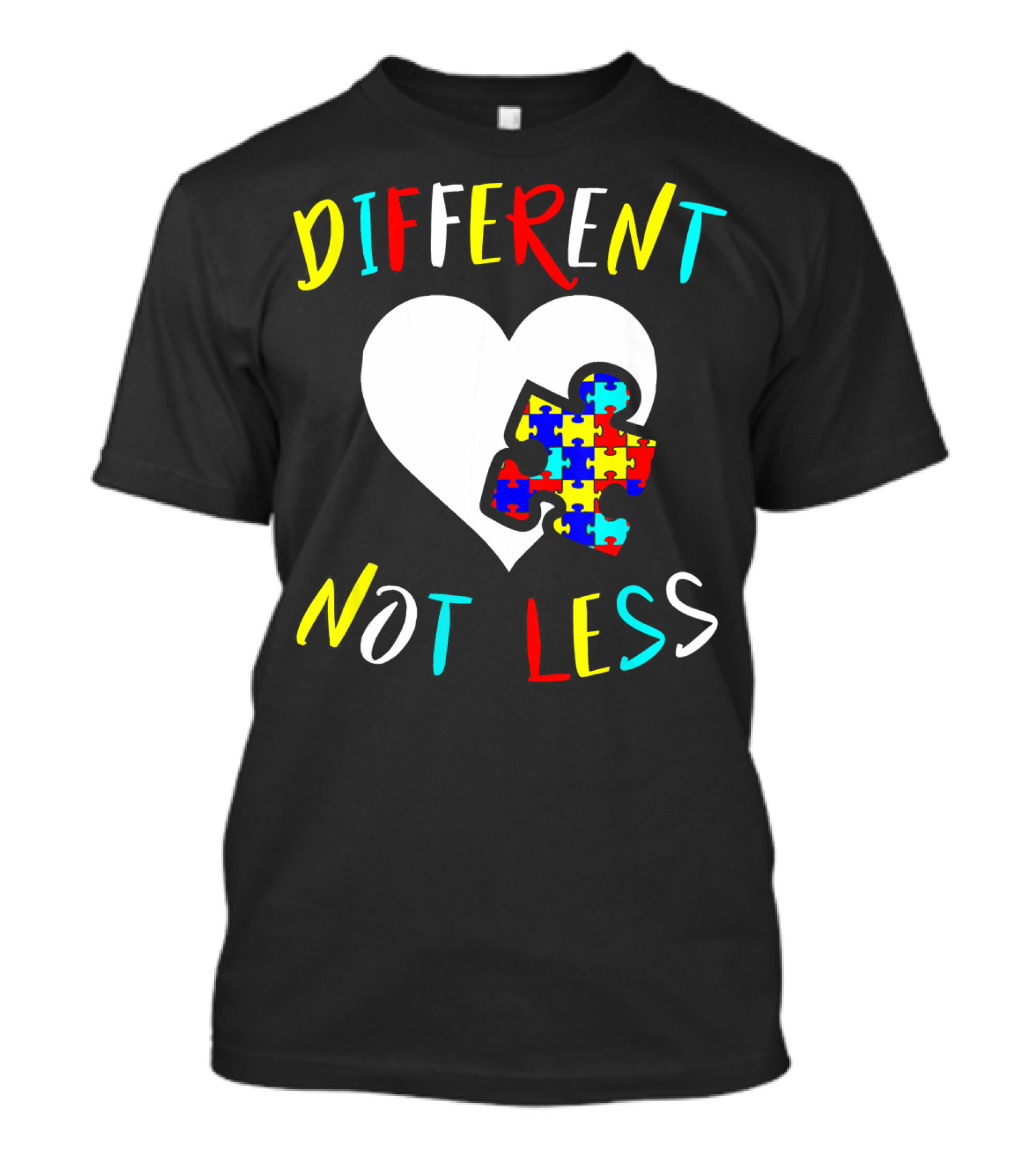 Different Not Less Autism Awareness Puzzle Heart T-Shirt