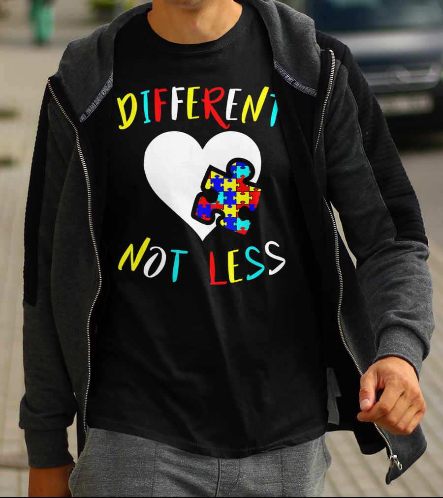 Different Not Less Autism Awareness Puzzle Heart T-Shirt