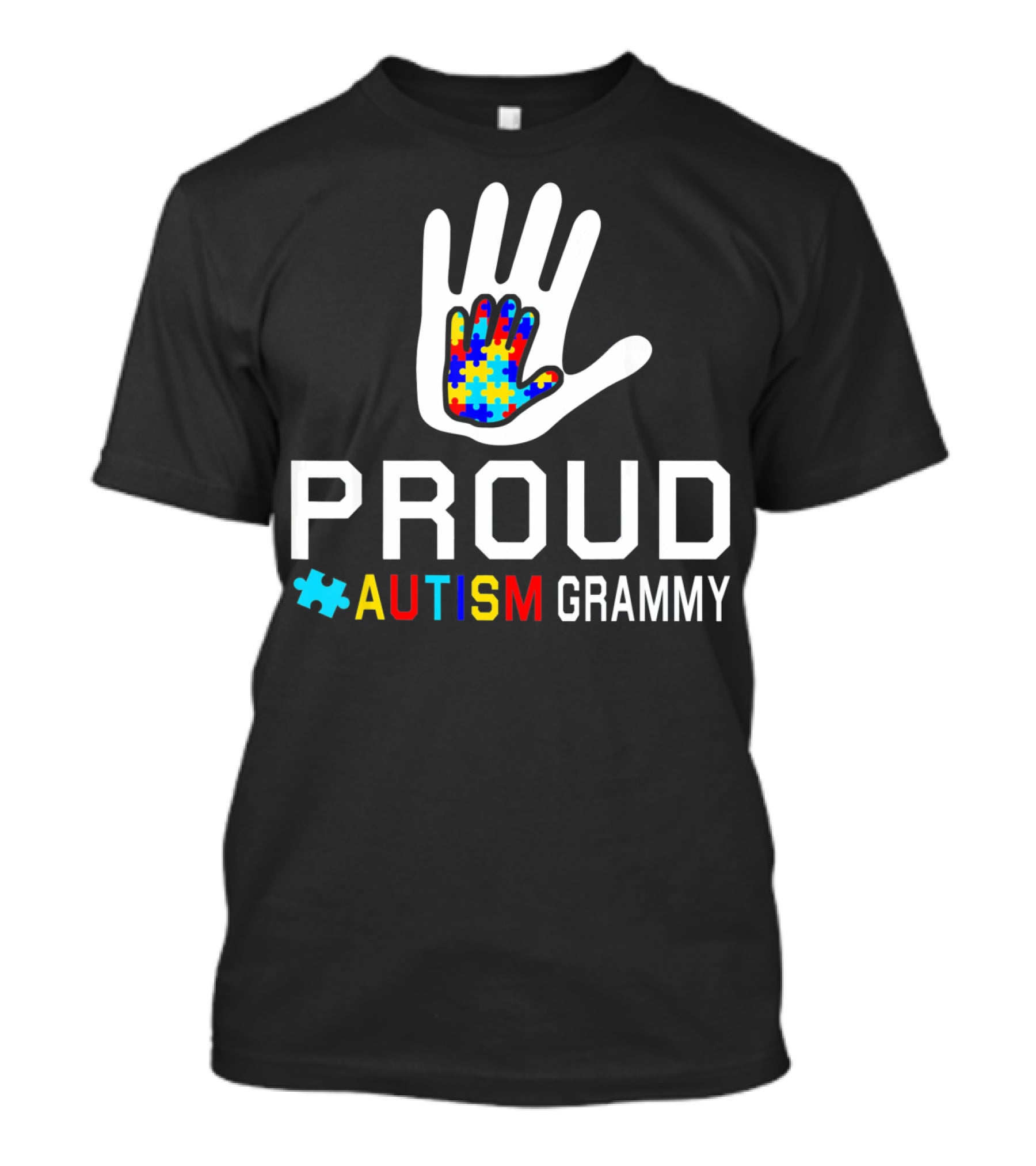 Proud Autism Grammy Autism Awareness Puzzle Hand T-Shirt