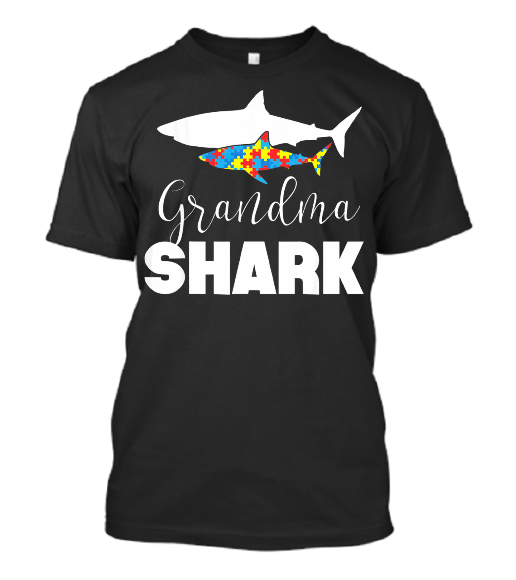 Grandma Shark Puzzle Piece Autism Awareness T-Shirt