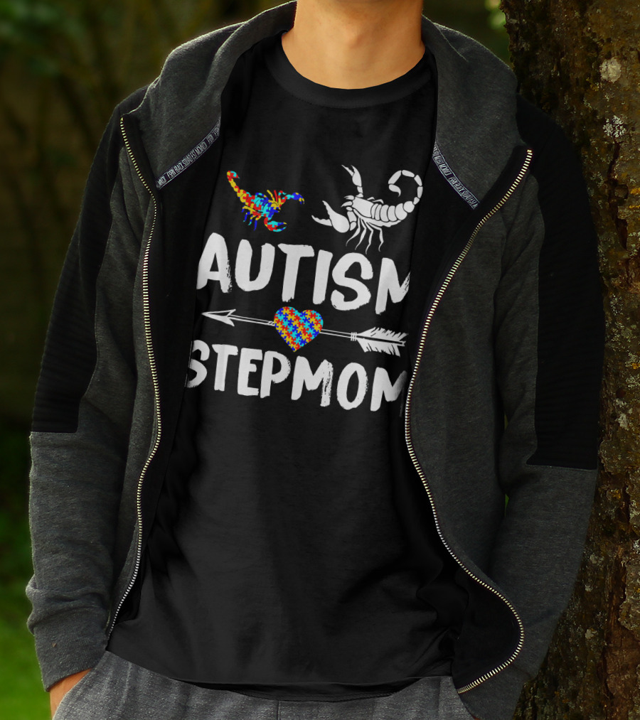 Scorpion Autism Stepmom Love Heart Puzzle Arrow T-Shirt