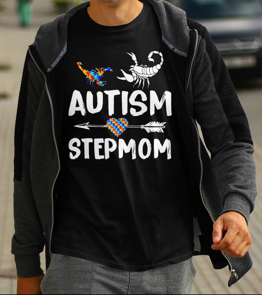 Scorpion Autism Stepmom Love Heart Puzzle Arrow T-Shirt