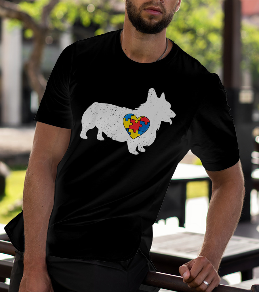 Corgi Puzzle Heart Autism Awareness T-Shirt