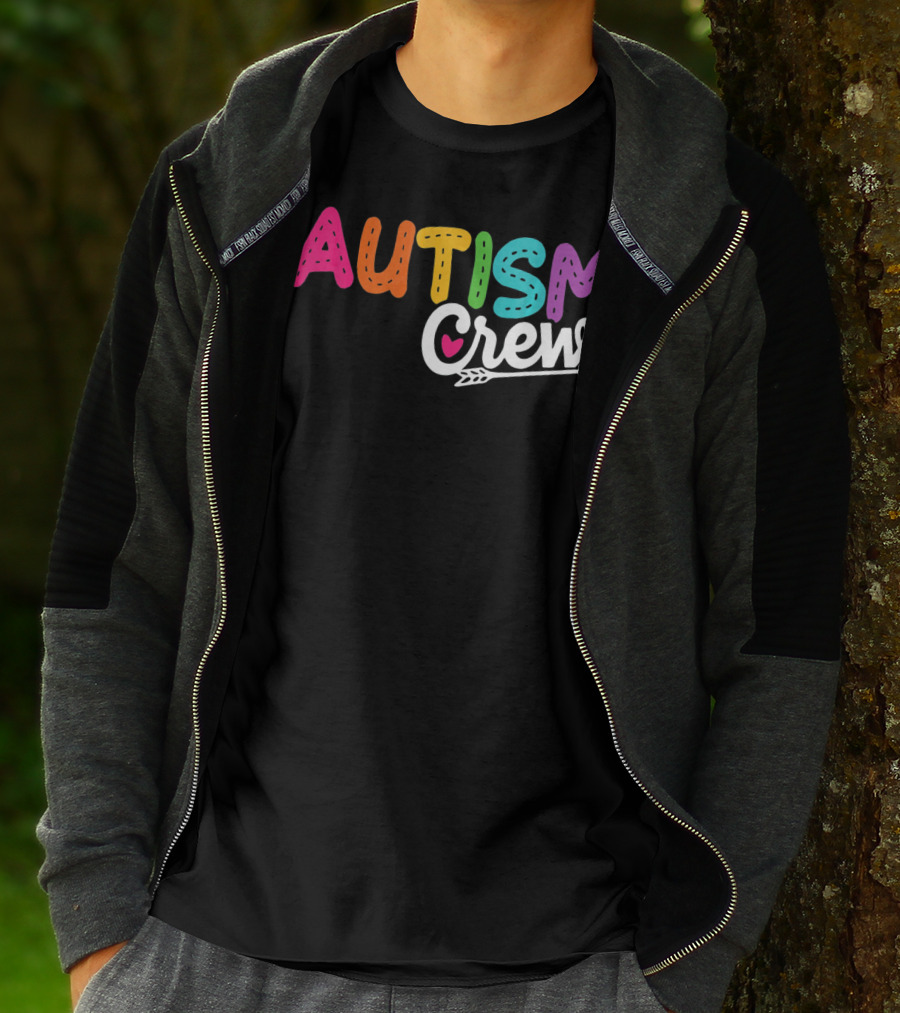 Autism Crew Colorful Heart Arrow Autism Awareness T-Shirt