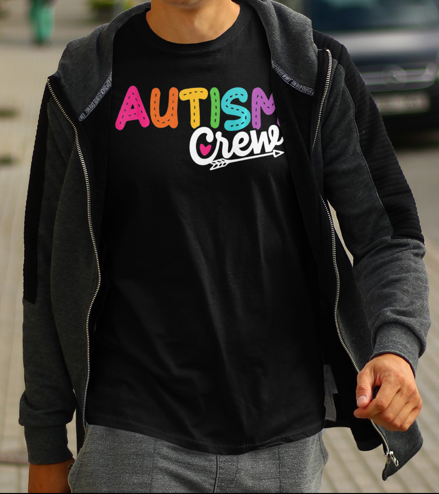 Autism Crew Colorful Heart Arrow Autism Awareness T-Shirt