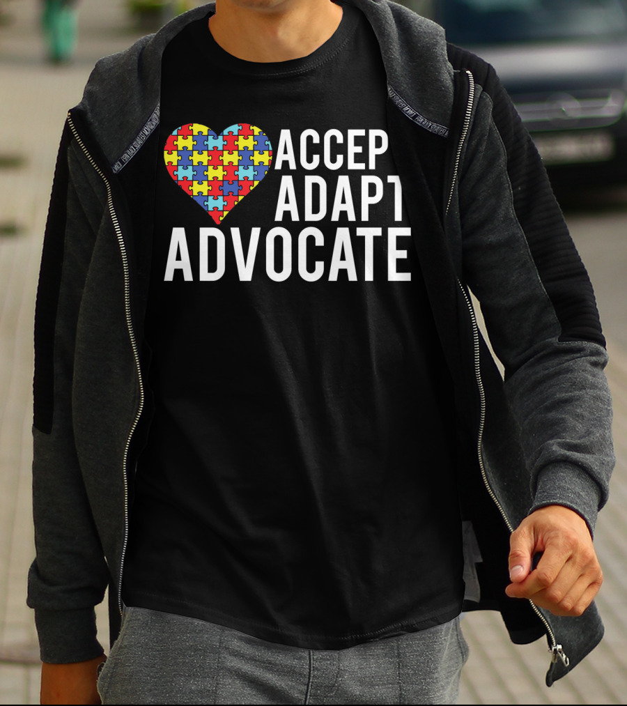 Autism Awareness Accept Adapt Advocate Puzzle Heart T-Shirt