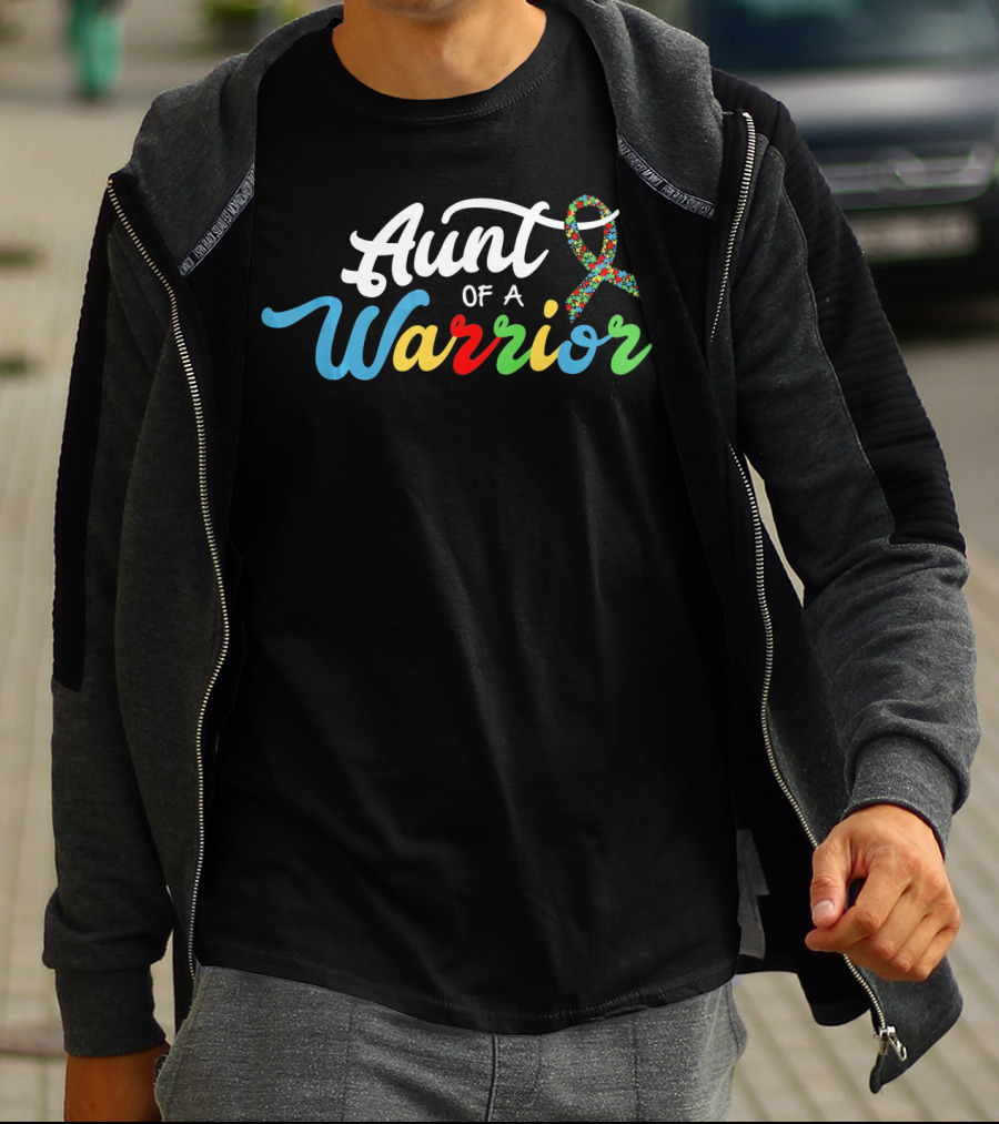 Aunt Of A Warrior Autism Awareness Support T-Shirt