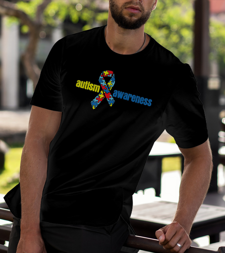 Autism Awareness Ribbon With Puzzle Pieces T-Shirt