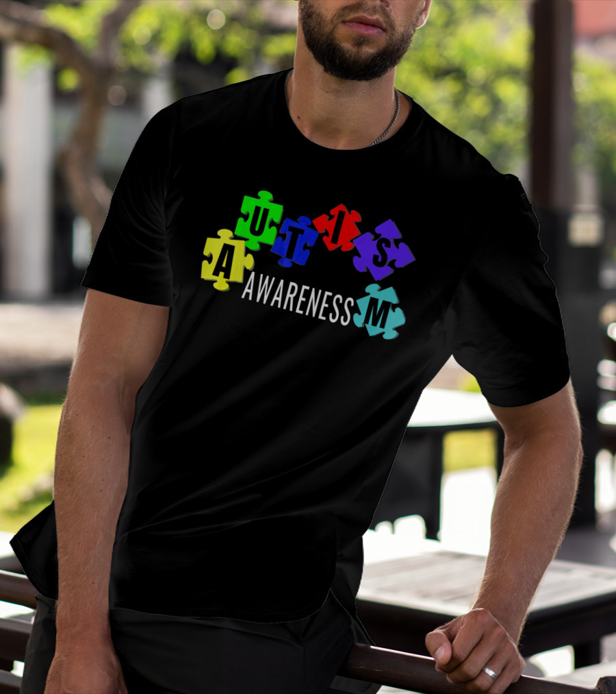 Autism Awareness Colorful Puzzle Pieces T-Shirt