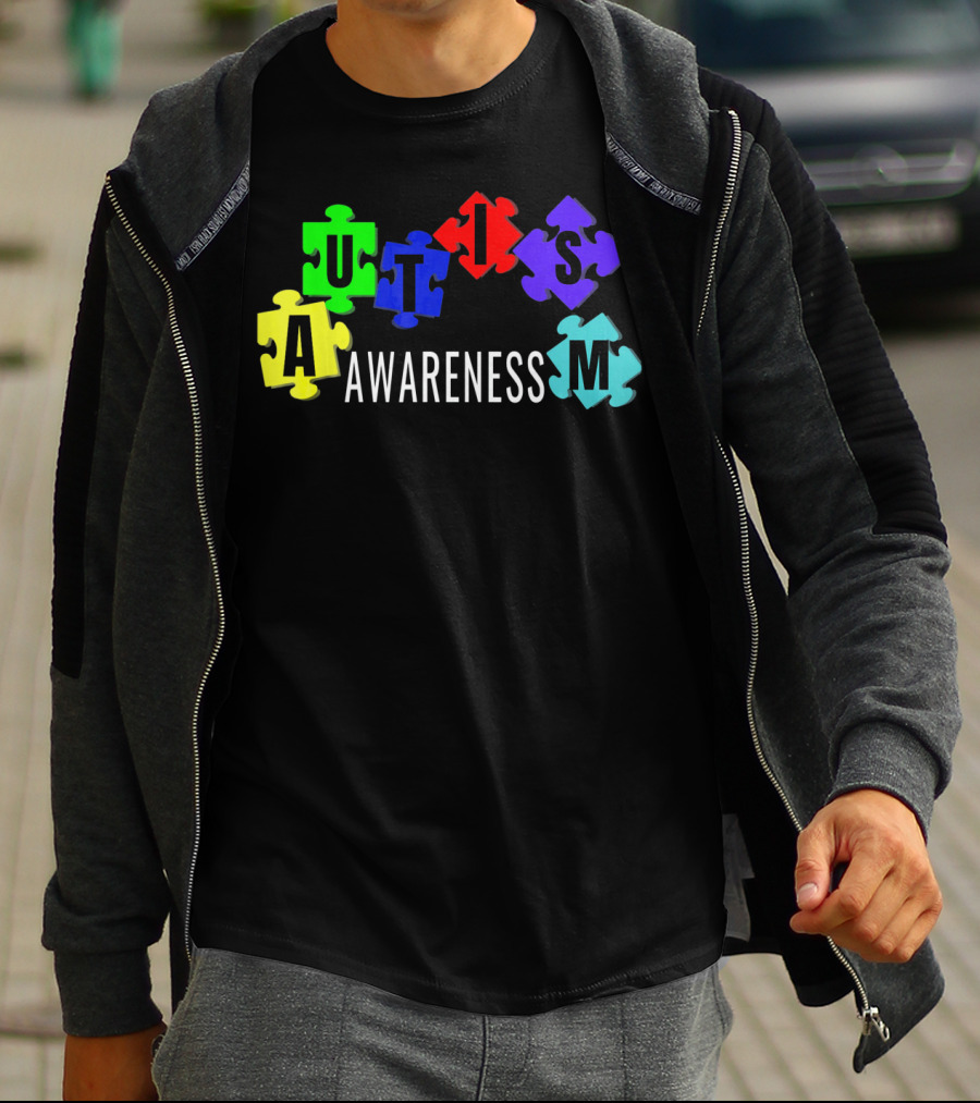 Autism Awareness Colorful Puzzle Pieces T-Shirt