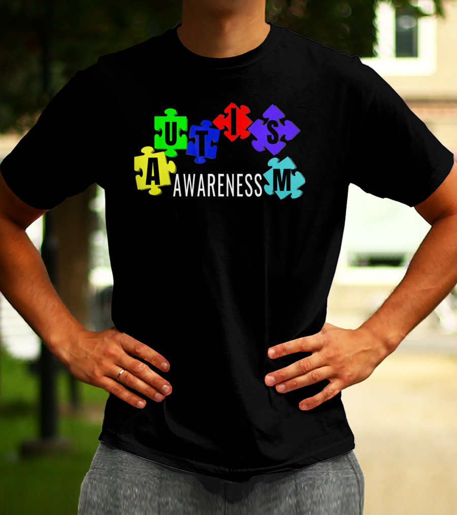 Autism Awareness Colorful Puzzle Pieces T-Shirt
