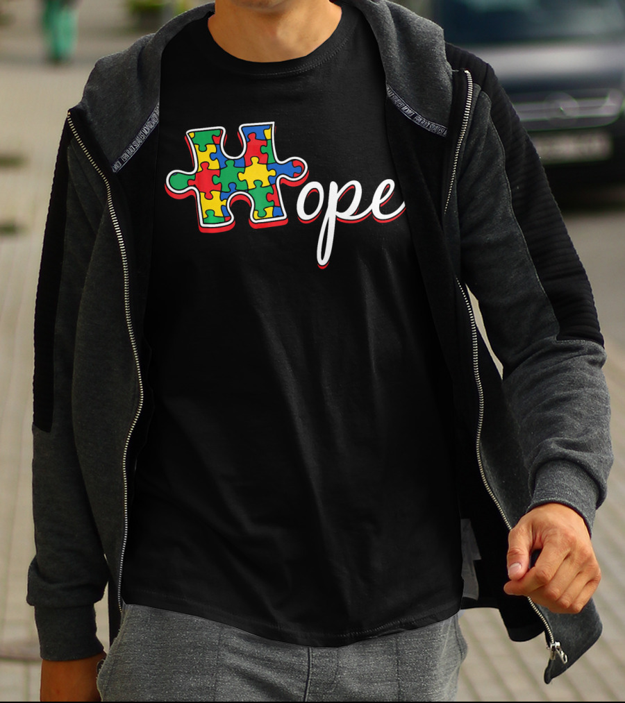 Autism Awareness Day Hope Puzzle Piece T-Shirt