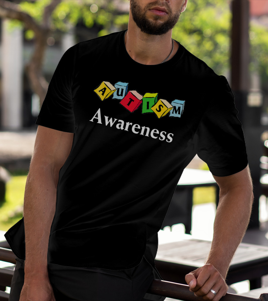 Autism Awareness Colorful Blocks Logo Autistic T-Shirt