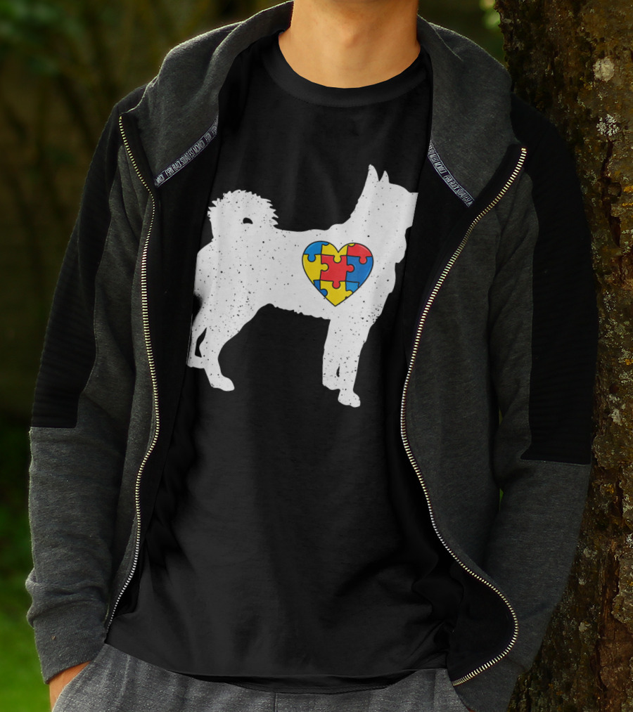 Husky Autism Awareness Puzzle Heart T-Shirt
