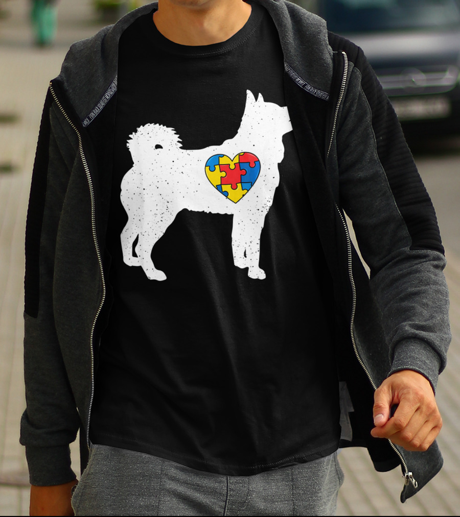 Husky Autism Awareness Puzzle Heart T-Shirt