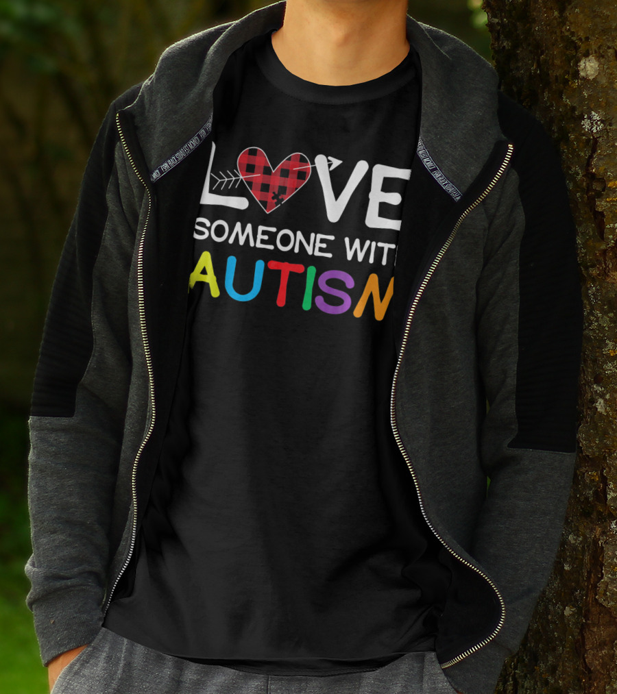 LOVE Someone With Autism Puzzle Heart T-Shirt