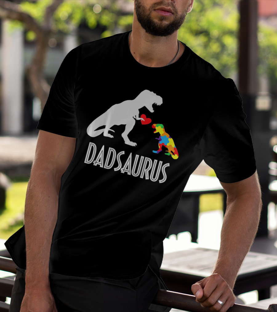 Dadsaurus Dinosaur Family Kids Autism Awareness T-Shirt