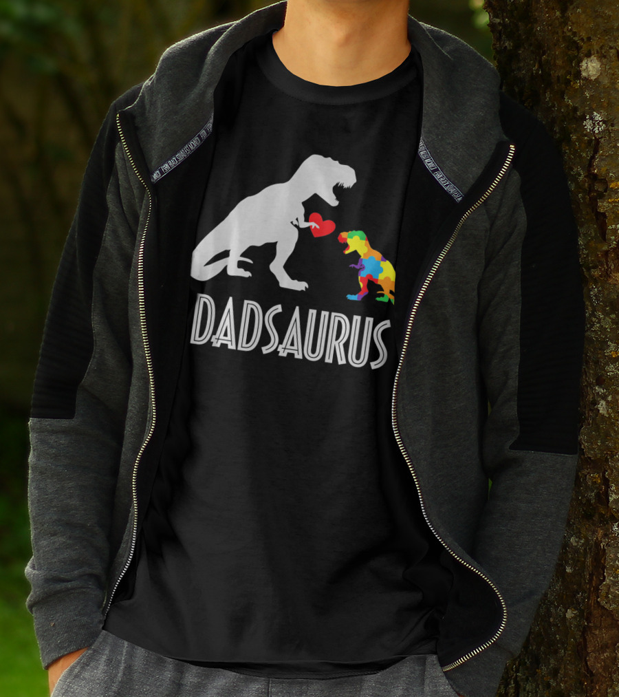 Dadsaurus Dinosaur Family Kids Autism Awareness T-Shirt