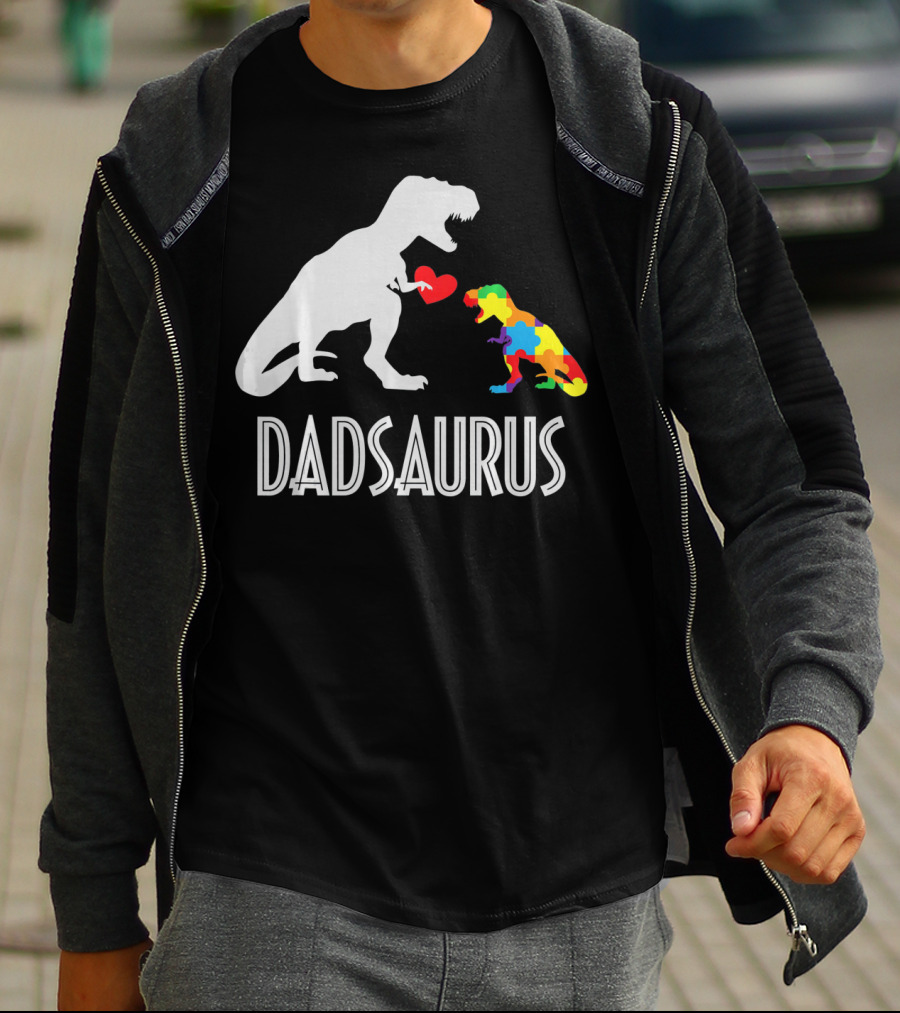 Dadsaurus Dinosaur Family Kids Autism Awareness T-Shirt