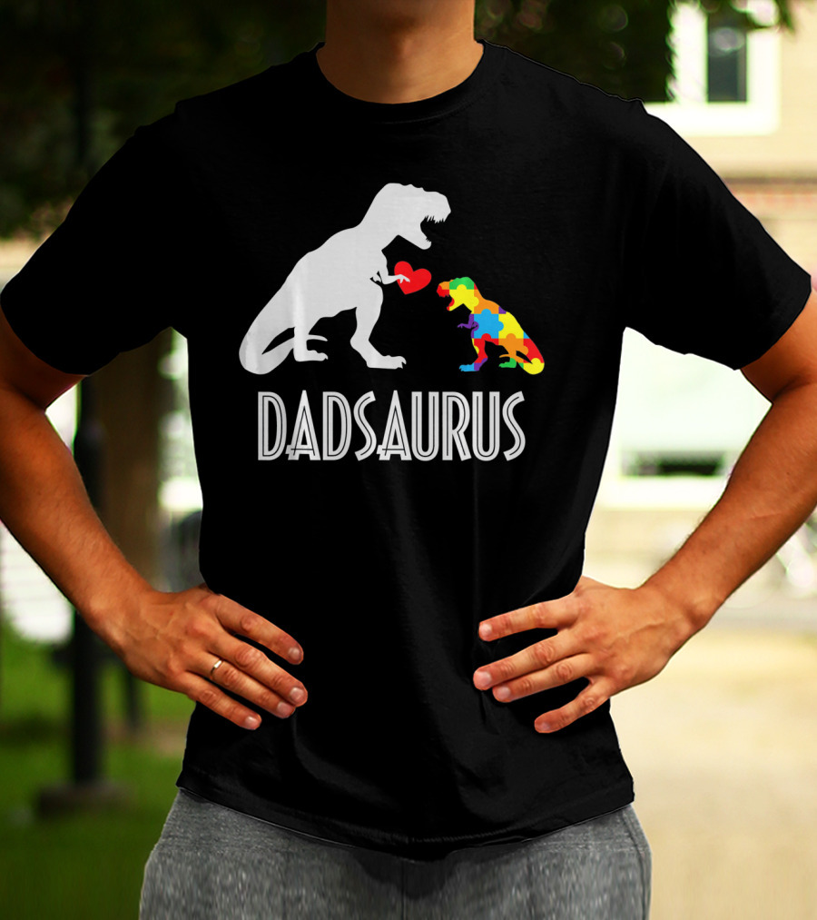 Dadsaurus Dinosaur Family Kids Autism Awareness T-Shirt