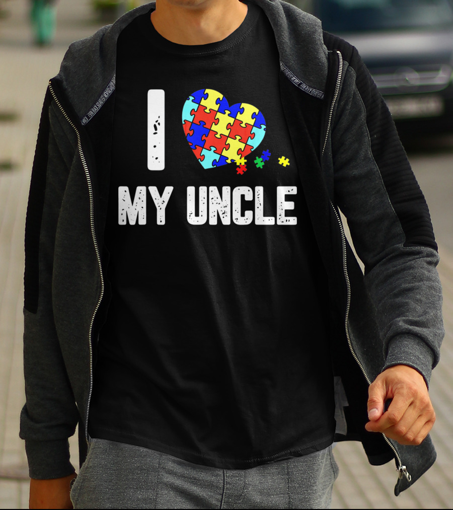 I Love My Uncle Autism Puzzle Heart Awareness T-Shirt