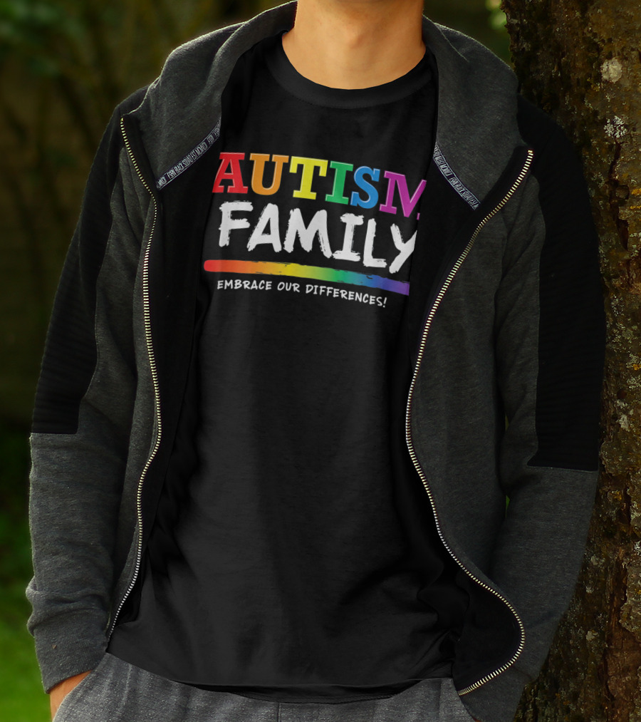 Autism Family Embrace Our Differences Rainbow T-Shirt