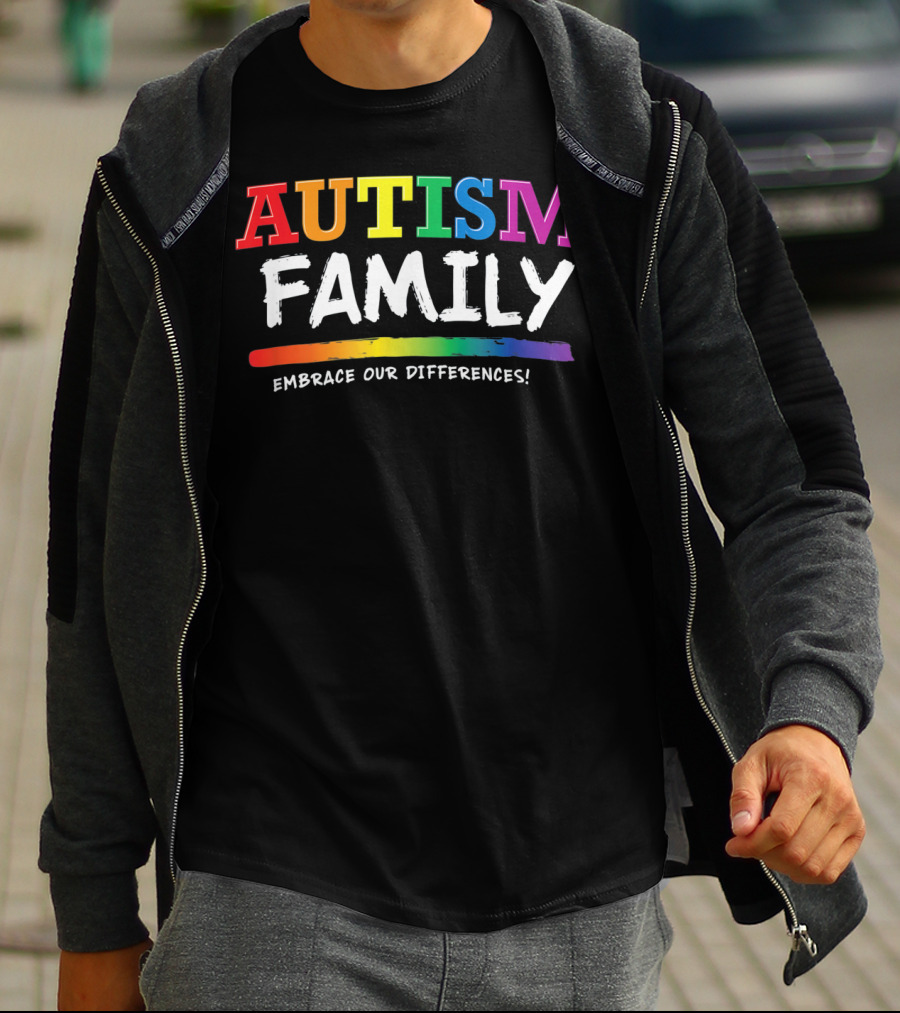 Autism Family Embrace Our Differences Rainbow T-Shirt