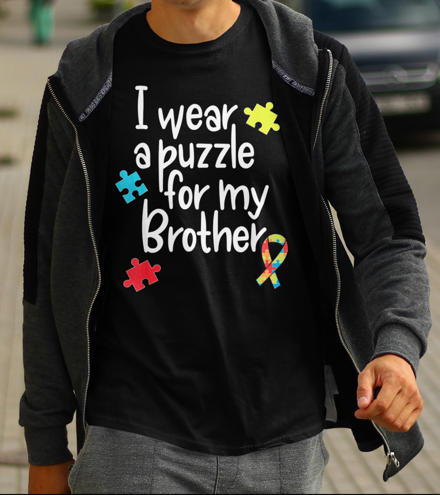 I Wear A Puzzle For My Brother Autism T-Shirt