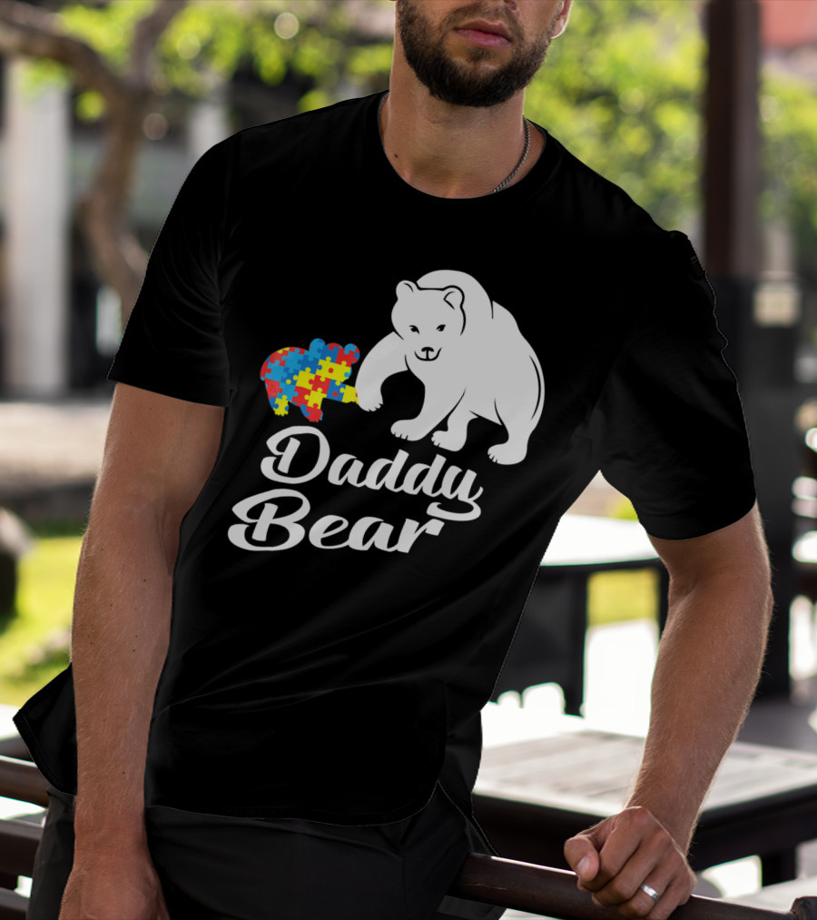 Daddy Bear Autism Puzzle Heart T-Shirt
