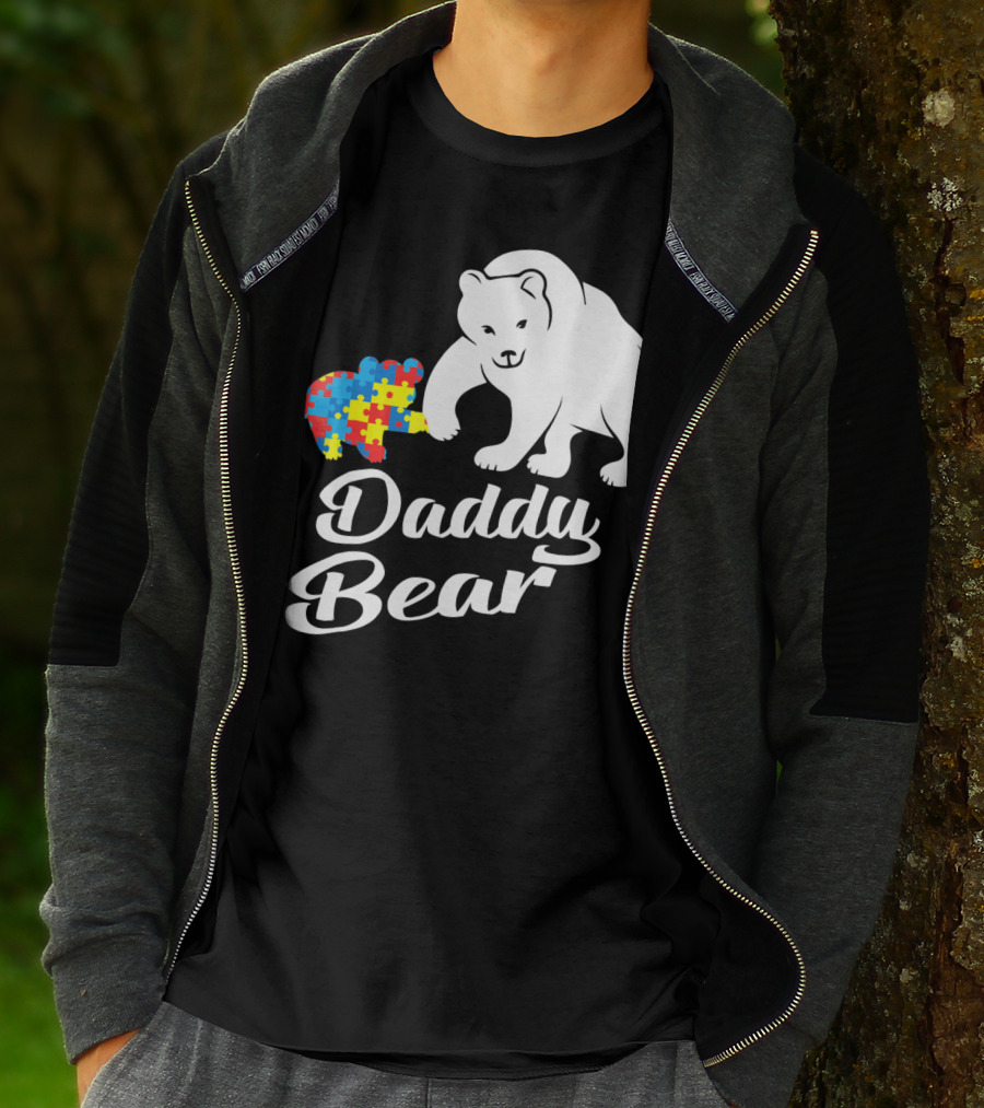 Daddy Bear Autism Puzzle Heart T-Shirt