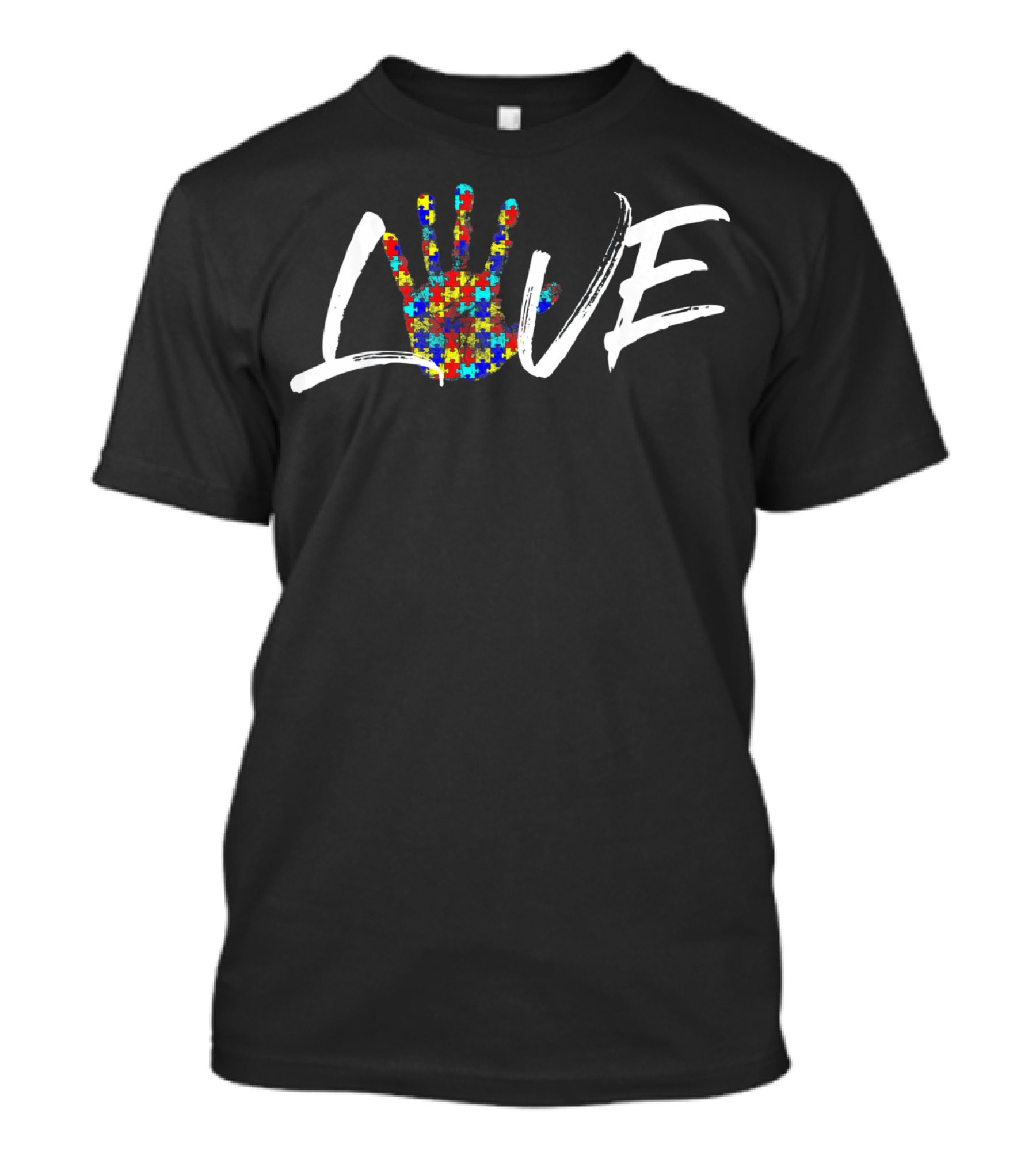 Autism Awareness Love Hand Puzzle T-Shirt
