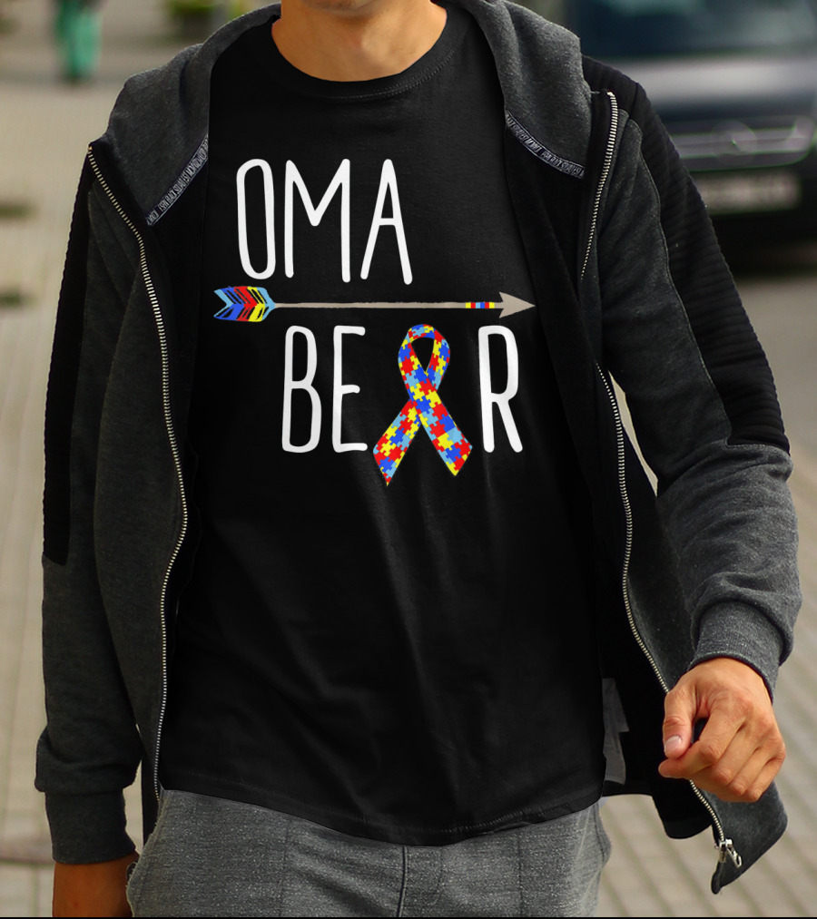 Oma Bear Autism Awareness Arrow Puzzle T-Shirt
