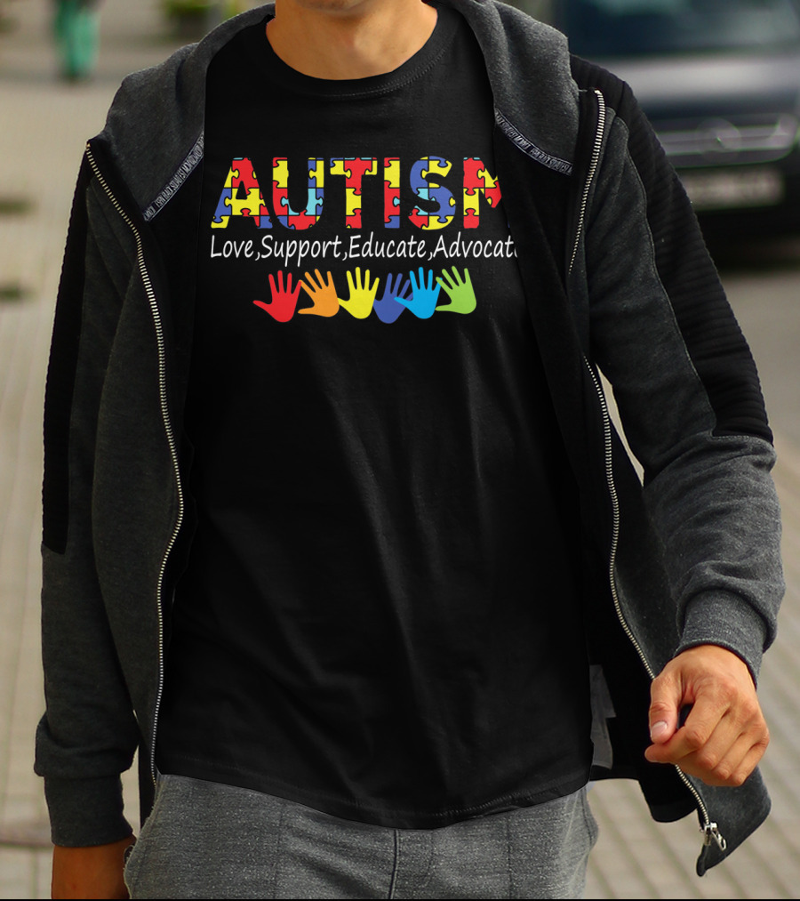 Autism Love Support Educate Advocate Puzzle Hands T-Shirt
