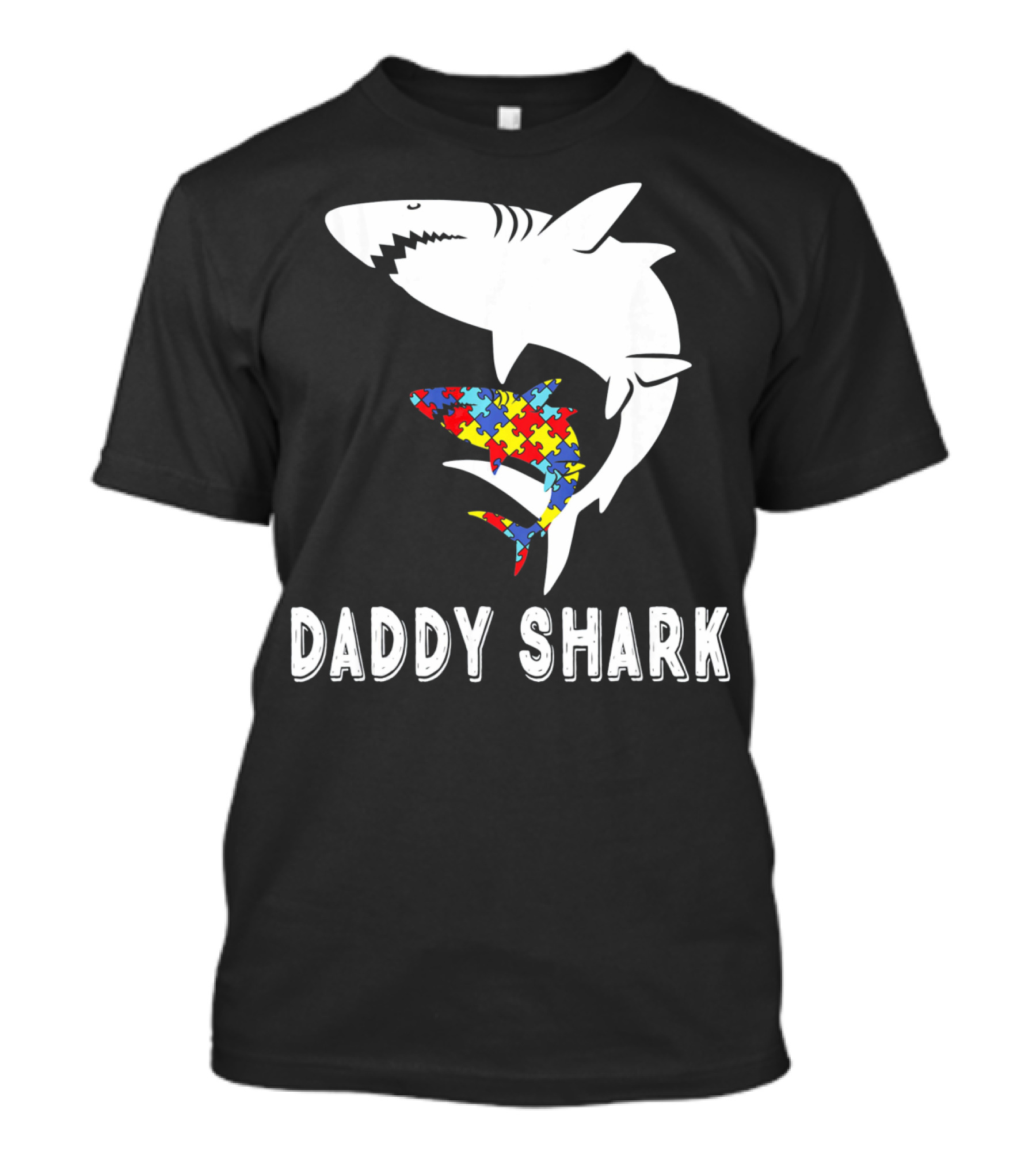 Daddy Shark Autism Awareness Puzzle Piece Sharks T-Shirt