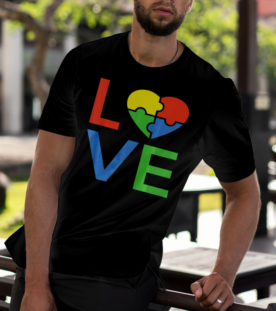 LOVE Heart Puzzle Autism Awareness Autistic T-Shirt