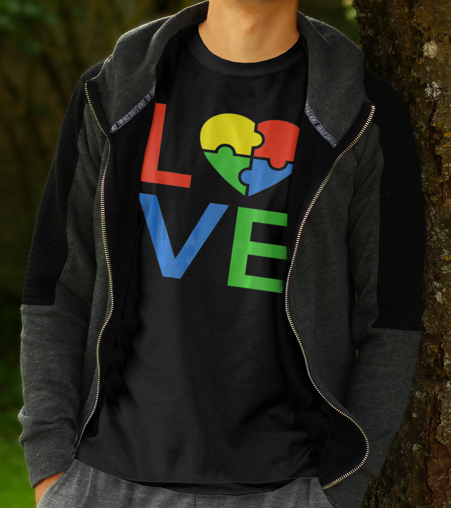 LOVE Heart Puzzle Autism Awareness Autistic T-Shirt